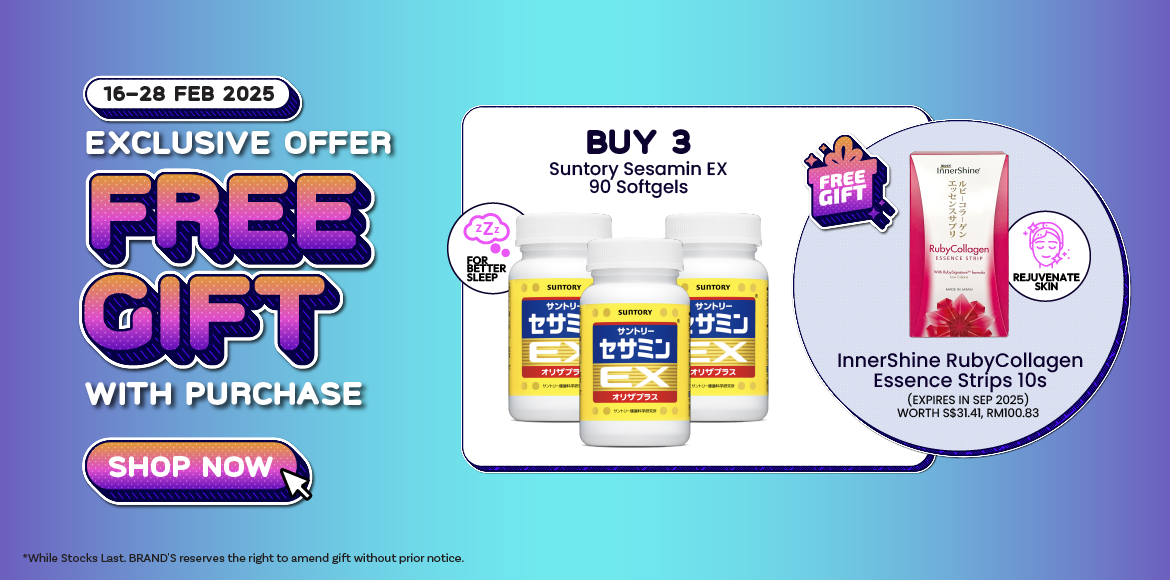 Buy 3 Suntory Sesamin EX 90 Softgels, Free 1 InnerShine RubyCollagen Essence Strips 10s (expires in Sep 2025) worth S$31.41, RM100.83